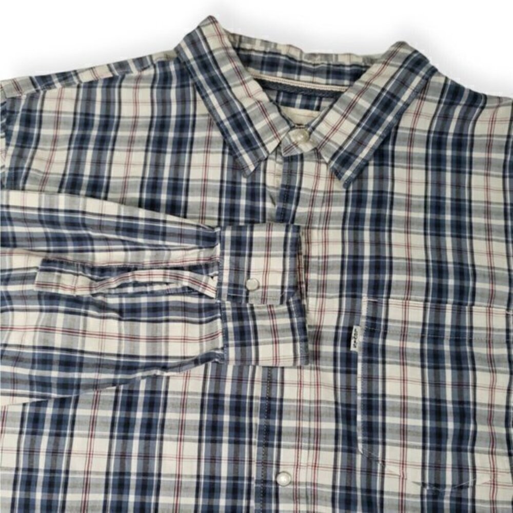 Levi's Western‎ Pearl Snap Long Sleeve Plaid Shirt Size Large Modern Fit